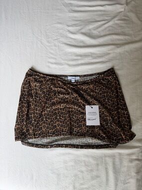 Sheer Leopard-Print Mini Skirt in Brown